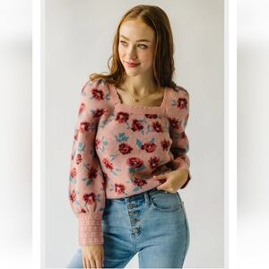 Floral Square neck Sweater